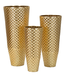 Ensemble de 3 vases géométriques en or