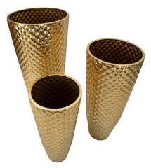 Ensemble de 3 vases géométriques en or