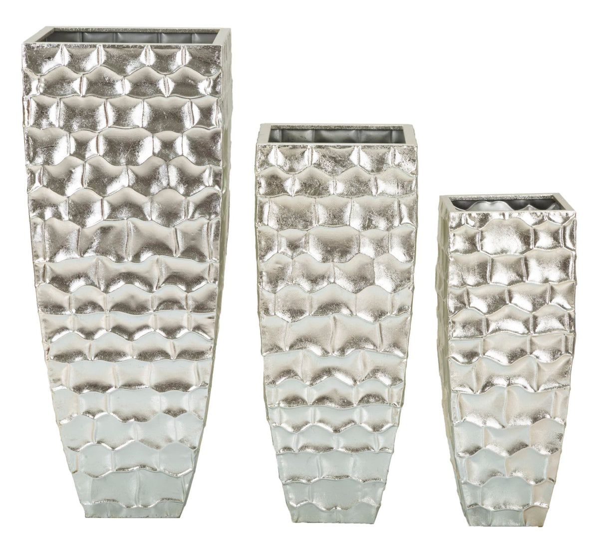 Support Vase Argy en Métal Argenté décorations en Relief Set de 3