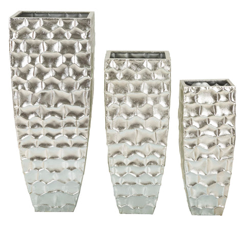 Support Vase Argy en Métal Argenté décorations en Relief Set de 3