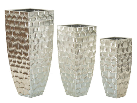 Support Vase Argy en Métal Argenté décorations en Relief Set de 3