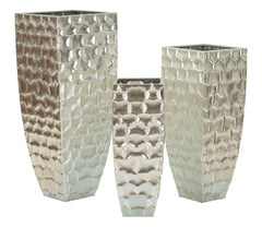 Support Vase Argy en Métal Argenté décorations en Relief Set de 3