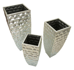 Support Vase Argy en Métal Argenté décorations en Relief Set de 3