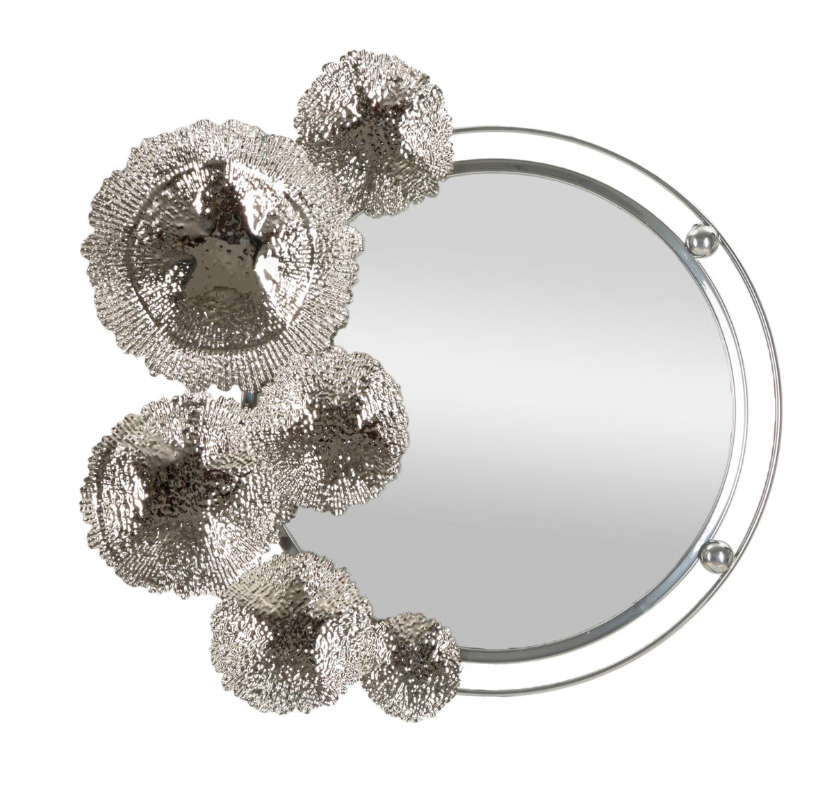 Miroir mural Kandi métal argenté décor floral