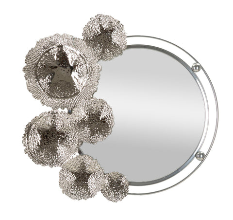 Miroir mural Kandi métal argenté décor floral