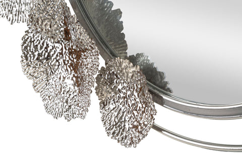 Miroir mural Kandi métal argenté décor floral