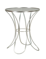 Table ronde Trixy Métal Argenté plateau Verre Trempé