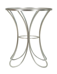 Table ronde Trixy Métal Argenté plateau Verre Trempé