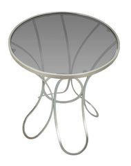 Table ronde Trixy Métal Argenté plateau Verre Trempé