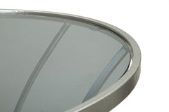 Table ronde Trixy Métal Argenté plateau Verre Trempé