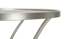 Table ronde Trixy Métal Argenté plateau Verre Trempé