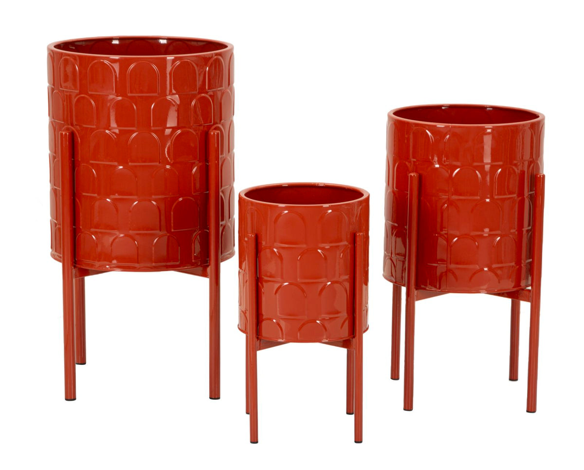 Porte-vase ensemble 3 pièces métal coloré