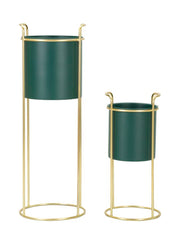 Support de vase ensemble 2 pcs Vert base Dorée