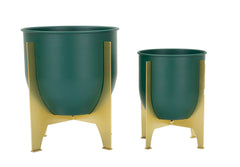 Porte-vase Green Shet ensemble 2 pcs métal doré et vert