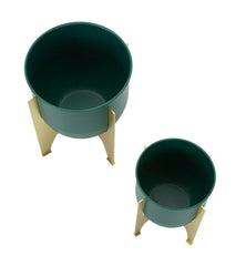 Porte-vase Green Shet ensemble 2 pcs métal doré et vert
