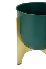 Porte-vase Green Shet ensemble 2 pcs métal doré et vert