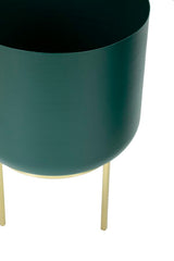 Support de vase ensemble de 2 pièces Vert base dorée