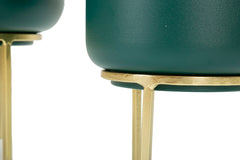 Support de vase ensemble de 2 pièces Vert base dorée