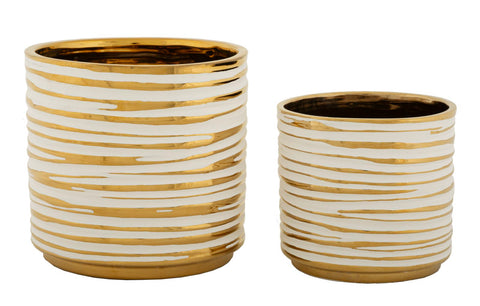 Ensemble de vases en céramique décorés doré