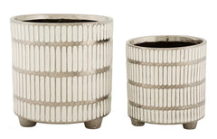 Ensemble de deux vases en céramique décorés argenté