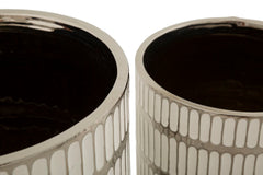 Ensemble de deux vases en céramique décorés argenté