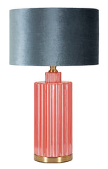 Lampe de table Hélène Verre Rouge abat-jour Velours Bleu