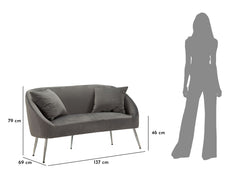 SOFA SILVERY WITH CUSHIONS CM 137X69X79