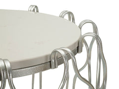 Table basse marbre et métal argenté