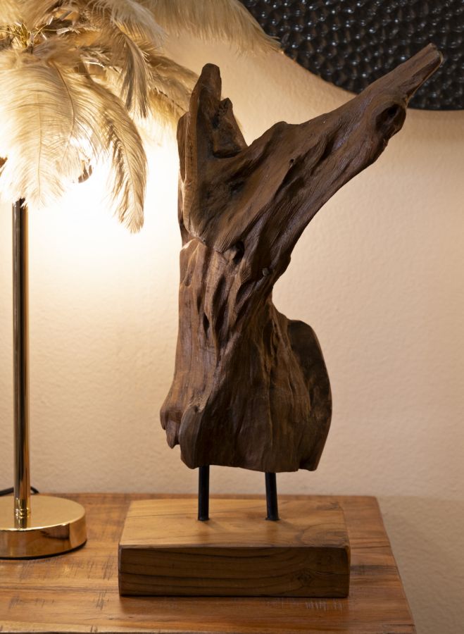 AKAR SCULPTURE TEAK CM 18X13X55