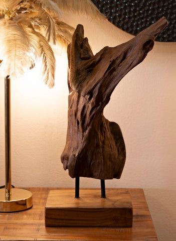 AKAR SCULPTURE TEAK CM 18X13X55
