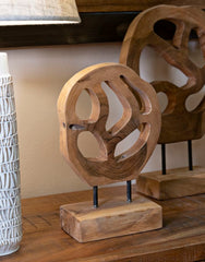 Sculpture en teck recyclé formes arrondies