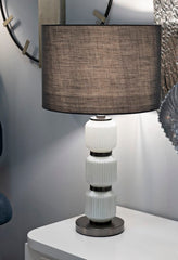 Lampe de table Bright Three Verre Blanc abat-jour Velours Gris
