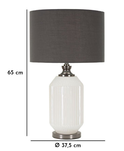 Lámpara de mesa Brighty Cristal Blanco pantalla Terciopelo Gris