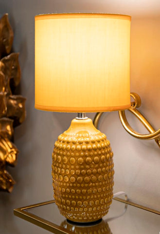 Lámpara de mesilla decoraciones en relieve Ocre pantalla Ocre
