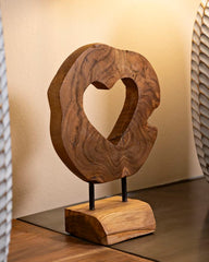 Sculpture en Teck avec ouverture cœur