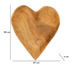 Plateau en teck recyclé Kiha en forme de cœur