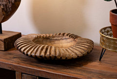Plateau rond Geris Teck recyclé bord sculpté