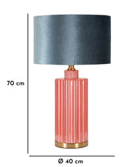 Lampe de table Hélène Verre Rouge abat-jour Velours Bleu