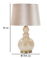 Lampe de table Perly Tower Verre Crème abat-jour Velours Crème