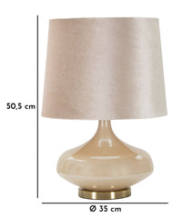 Lampe de table ronde Perly Verre Crème abat-jour Velours Crème