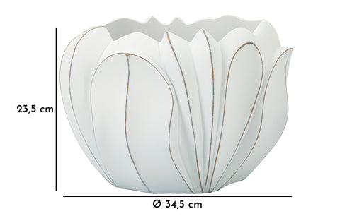 Macetero redondo de cerámica blanco Gardy