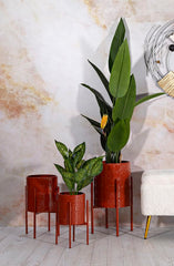 Porte-vase ensemble 3 pièces métal coloré
