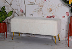 Banquette avec rangement Fausse fourrure douce pieds dorés