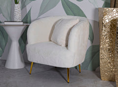 Fauteuil Soffy Cuir Synthétique Blanc pieds Dorés