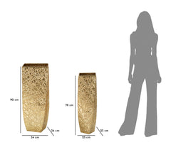 Support de vase carré en relief doré ensemble de 2 pièces