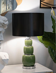 Lampe de table Eva Verre Vert et Velours Noir