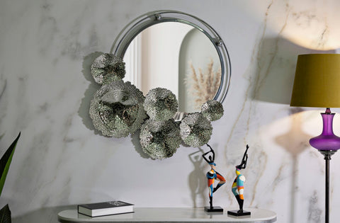 Miroir mural Kandi métal argenté décor floral