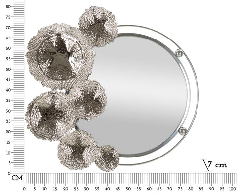 Miroir mural Kandi métal argenté décor floral
