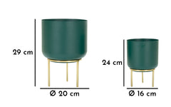Support de vase ensemble de 2 pièces Vert base dorée