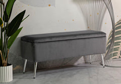BENCH WITH STORAGE SILVERY CM 112X42X50